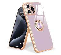 Urarssa Coque Compatible avec iPhone 15 Pro Anneau Etui Silicone Housse 360° Voiture de Bague Magnétique Protection Case Silicone Mince Souple Antichoc Housse pour iPhone 15 Pro, Violet