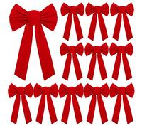 URATOT Nœuds de Noël en Velours Rouge pour décorations de Noël, 22,9 x 40,6 cm 9 x 16 inches
