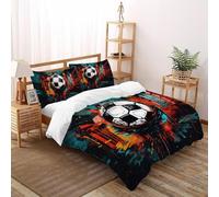 Urbain Football Art Parure De Lit Super King（260x220cm） Impression 3D Sport pour Famille en Microfibre Respirant avec Fermeture Éclair Literie Doux