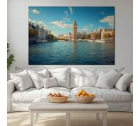 Urbain Impression sur Toile 100 x 70 cm Decoration Murale Londres Big Ben Bâtiment Decoratifs Muraux Chambre Horizontal Deco Cadre Décoration Salon Art Wall