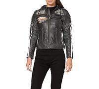 URBAN 5884 Blouson moto femme avec protections, cuir d'agneau, dos, épaules et coudes | Disjoncteur | S