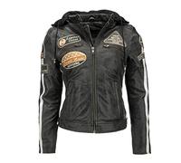 URBAN 5884 Blouson moto femme avec protections, cuir d'agneau, dos, épaules et coudes | Disjoncteur | XL