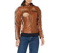 URBAN 5884 Blouson moto femme avec protections, cuir d'agneau, dos, épaules et coudes | Tan | S