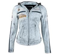 URBAN 5884 Blouson moto femme avec protections, cuir d'agneau, dos, épaules et coudes | Vintage Gris | 2XL