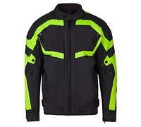URBAN 5884 Blouson Moto Homme en Cordura, imperméable et coupe-vent, 4 saisons, avec doublure thermique amovible, protections approuvées - CE, Noir/Jaune, XXL