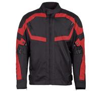 URBAN 5884 Blouson Moto Homme en Cordura, imperméable et coupe-vent, 4 saisons, avec doublure thermique amovible, protections approuvées - CE, Noir/Rouge, 3XL