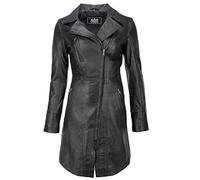 URBAN 5884 Janice Ladies | Blouson en Cuir pour Femme | Élégante Veste en Peau d'agneau Douce, Modèle Long | Noir | L