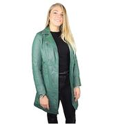 URBAN 5884 Janice Ladies | Blouson en Cuir pour Femme | Élégante Veste en Peau d'agneau Douce, Modèle Long | Vert | 4XL