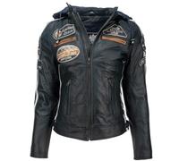 URBAN 5884 Leather Vestes pour femme, Navy blue, Taille 36/S, UR-176