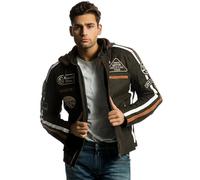 Blouson moto homme cuir Urban Leather ’58 HOMMES’ | Veste moto homologuée en cuir d’agneau | Protections homologuées CE amovibles pour le dos, les épaules et les coudes | Brun | 38/M