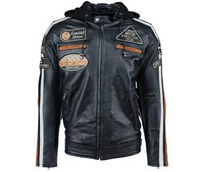 URBAN 5884 Motorradjacke Herren mit Protektoren, Lammlederjacke, Rücken-, Schulter- und Ellbogenprotektoren
