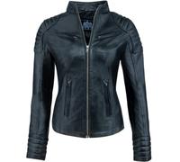 URBAN 5884 Veste Cuir Femme, Veste en Cuir d'Agneau Véritable, Courte et Ajustée, Lisse et Doux, Noir, 2XL
