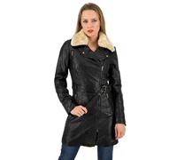 URBAN 5884 Veste en Cuir Pour Femme MILOU, Veste en Cuir d'Agneau Véritable, Veste d'Hiver Douce au Toucher, Noir, 2XL