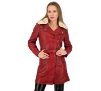URBAN 5884 Veste en Cuir Pour Femme MILOU, Veste en Cuir d'Agneau Véritable, Veste d'Hiver Douce au Toucher, Rouge, XL