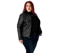 URBAN 5884 Veste en cuir pour femme RILEY, la veste en cuir d'agneau véritable pour les grandes tailles, durable et douce au toucher, Noir, 46
