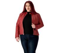 URBAN 5884 Veste en cuir pour femme RILEY, la veste en cuir d'agneau véritable pour les grandes tailles, durable et douce au toucher, Rouge, 46