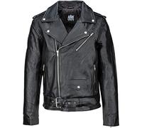 URBAN 5884 Veste en Cuir pour Homme Perfecto, Cuir de Vachette Souple et Durable, Blouson Style Motard pour Homme, Noir, 2XL