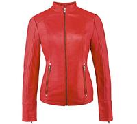 URBAN 5884 Veste en Cuir RT01 Femme, Veste en Peau d'Agneau de Style Motard, Bien Ajustée et Douce au Toucher