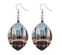 Urban Architecture Boucles d'oreilles en bois pour femme, bijoux vintage élégants en bois, boucles d'oreilles légères pour mariage, fête, cadeau de tous les jours, Apricot shaped, Bois, Bois.