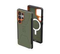 Urban Armor Gear Civilian Case Samsung Galaxy S25 Ultra Housse (Officiellement Designed for Samsung certifiée, Wireless Charging Compatible Cover, résistante aux Chutes) Olive Drab/Orange