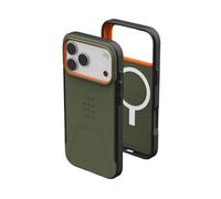 Urban Armor Gear Civilian MS Case Compatible Apple iPhone 17 Pro Max Coque (Chargement sans Fil/magnétique, Housse résistante aux Chutes, Bords surélevés) Olive/Pop Orange
