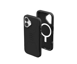 Urban Armor Gear Étui MS Civil Compatible avec Apple iPhone 16 (Compatible avec la Charge sans Fil/magnétique, Coque de téléphone Portable résistante à la Chute, Bord surélevé) Noir