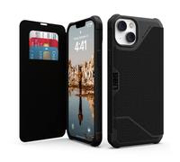 Urban Armor Gear Metropolis Étui Folio Compatible avec Apple iPhone 14 Plus [Wireless Charging (Qi) Compatible Cover, Case with Standing Function & Card Sleeves] Kevlar Black