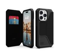 Urban Armor Gear Metropolis Étui Folio Compatible avec Apple iPhone 14 Pro [Wireless Charging (Qi) Compatible Cover, Case with Standing Function & Card Sleeves] Kevlar Black, 114046113940