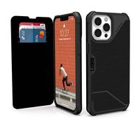Urban Armor Gear Metropolis Folio Étui Compatible avec Apple iPhone 13 Pro Max [Étui Compatible avec la Recharge sans Fil (Qi), Support et Fentes pour Cartes] Kevlar Noir