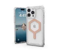 URBAN ARMOR GEAR Plyo Coque de Protection Compatible avec Apple iPhone 15 Pro Max, Chargement sans Fil/Charge magnétique, Coins Air-Soft résistants aux Chutes, Bord surélevé, Glace (Transparent)/Or