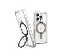 Urban Armor Gear Plyo XTE Case pour Apple iPhone 16 Pro Kickstand Housse (Chargement sans Fil/magnétique Compatible, Relevable, Air-Soft Coins) Ice (Transparent) / Titan