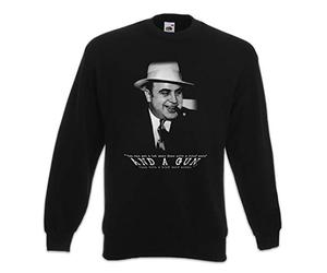Urban Backwoods Al Capone Classic Portrait Sweatshirt Pullover Sweater Pull Noir Taille XL