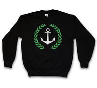 Urban Backwoods Anchor and Wreath Sweatshirt Pullover Sweater Pull Noir Taille XL