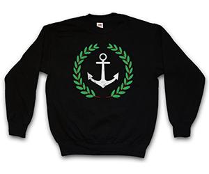 Urban Backwoods Anchor and Wreath Sweatshirt Pullover Sweater Pull Noir Taille XL