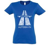 Urban Backwoods Autobahn Women Girlie Femme T-Shirt - Allemagne autoroute Kraftwerk Sign Logo Highway Elektro Electro 80s Eighties Techno A German Deutschland Brücke Tailles XS - 2XL