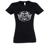 Urban Backwoods Biker Skull I Femme T-Shirt Noir Taille XL