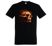 Urban Backwoods Burning Skull I Hommes T-Shirt Noir Taille M