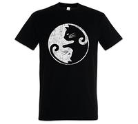 Urban Backwoods Cats Yin & Yang Hommes T-Shirt Noir Taille S