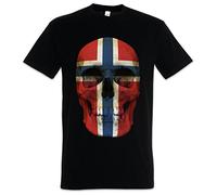 Urban Backwoods Classic Norway Skull Flag Hommes T-Shirt Noir Taille 2XL