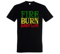Urban Backwoods Fire Burn Babylon Hommes T-Shirt Noir Taille XL