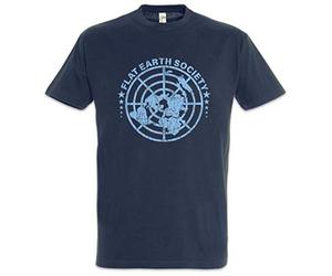 Urban Backwoods Flat Earth Society Hommes T-Shirt Bleu Taille M