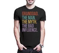 Urban Backwoods Granddad The Man The Myth T-shirt pour homme, Noir , S/5XL