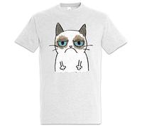 Urban Backwoods Grumpy Cat II Hommes T-Shirt Gris Taille M