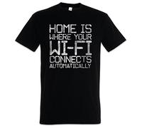 Urban Backwoods Home is Where Your Wi-FI Connects Automatically Hommes T-Shirt Noir Taille M