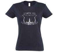 Urban Backwoods I Hate You Cat Women Femme T-Shirt Bleu Taille XS