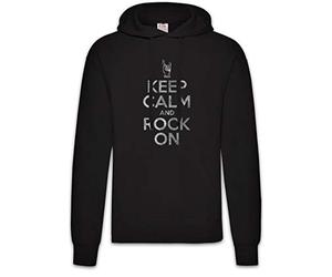 Urban Backwoods Keep Calm and Rock on Hoodie Sweats à Capuche Sweat-Shirt Noir Taille XL