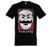 Urban Backwoods Mr. Fsociety Logo Hommes T-Shirt Noir Taille XL