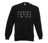 Urban Backwoods Nobody Knows I'm Gay Sweatshirt Pullover Sweater Pull Noir Taille L