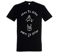 Urban Backwoods Pray to Jesus Party to Satan Hommes T-Shirt Noir Taille S