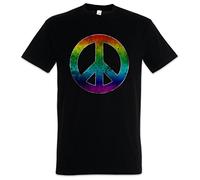 Urban Backwoods Rainbow Peace Symbol Hommes T-Shirt Noir Taille L